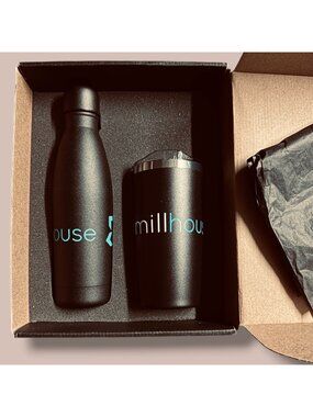 Millhouse Black Vacuum-Insulated Bottle & Tumbler Set With Lids NIB